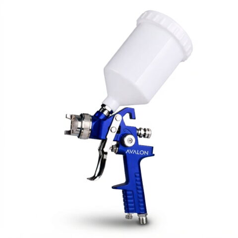 Pistola HVLP Avalon A550 azul com reservatório branco de 650 ml